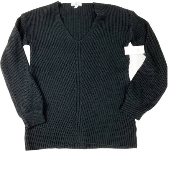BP Women's Black Ribbed Knit V-Neck Sweater XXS NEW - Picture 2 of 5